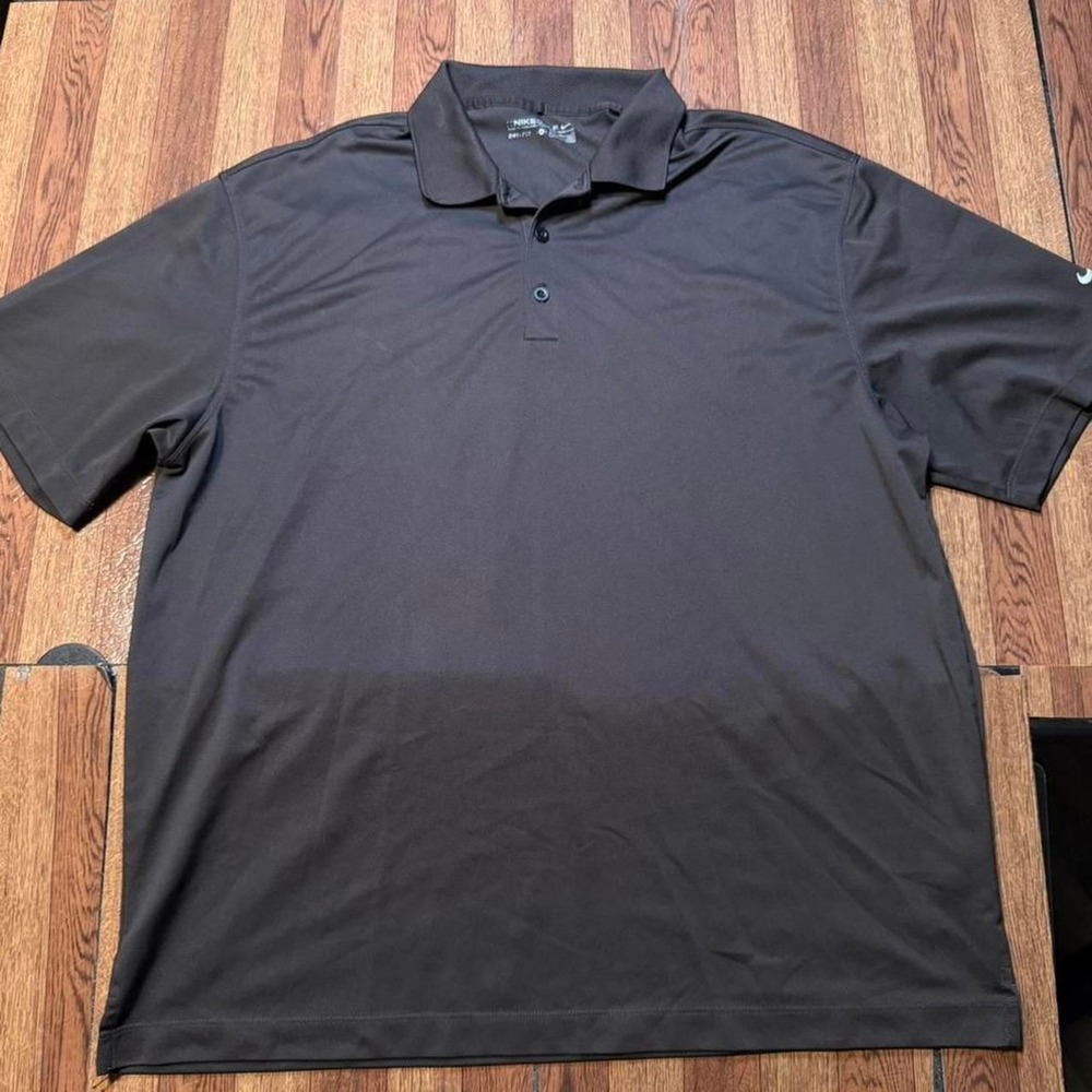 Nike Golf Tour Brown Dri-Fit Retro Sportswear Polo Button Shirt XL